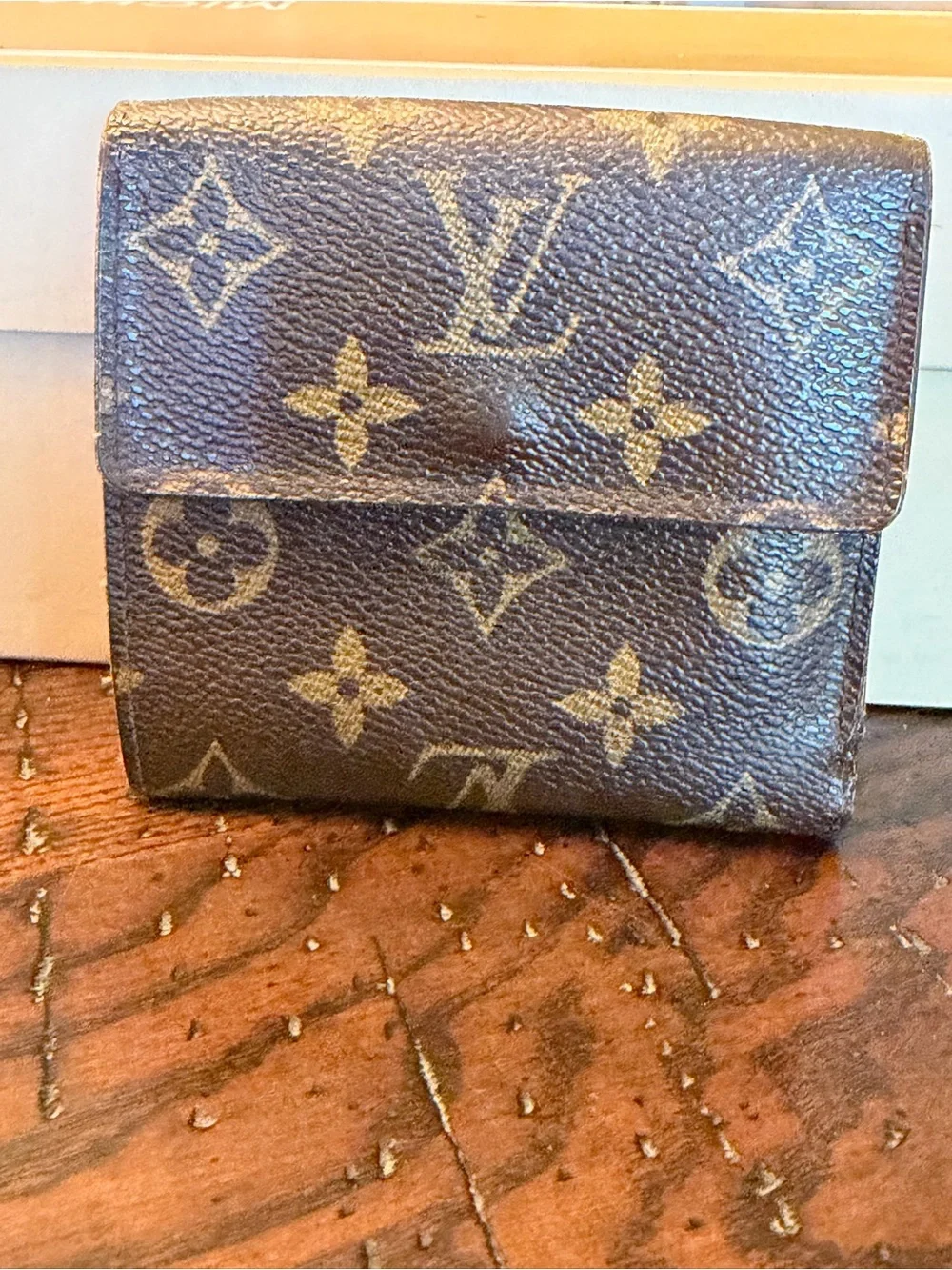 Louis Vuitton Monogram Compact Elise Canvas Card Holder in Brown and Gold